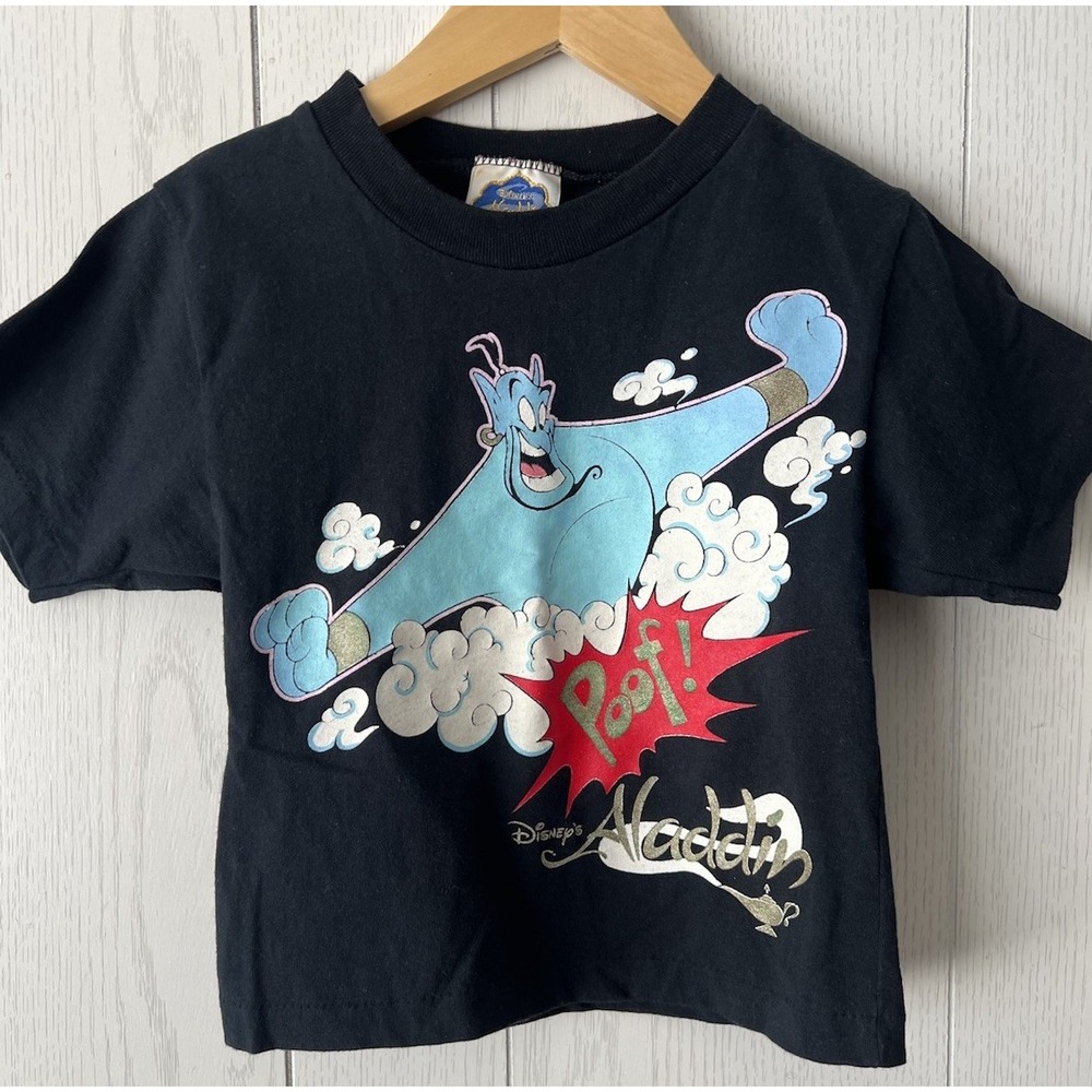 Vintage 90s Disney Aladdin Genie Poof T Shirt Kids XS Single Stitch USA NWOT
